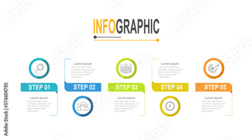 Infographic timeline template 5 steps business data illustration