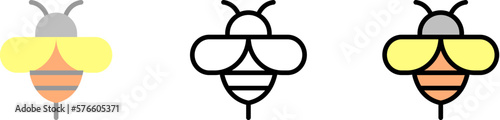 Bee therapy alternative medicine vector icon in different styles. Line, color, filled outline