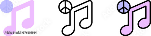 Note, peace vector icon in different styles. Line, color, filled outline