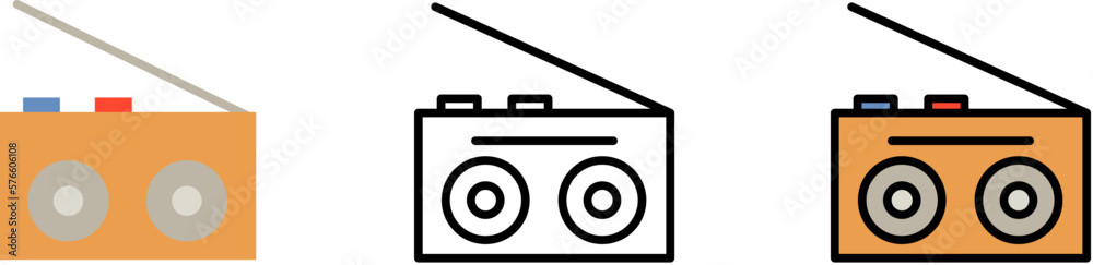 Record player, technology vector icon in different styles. Line, color, filled outline Record player, technology vector icon in different styles. Line, color, filled outline