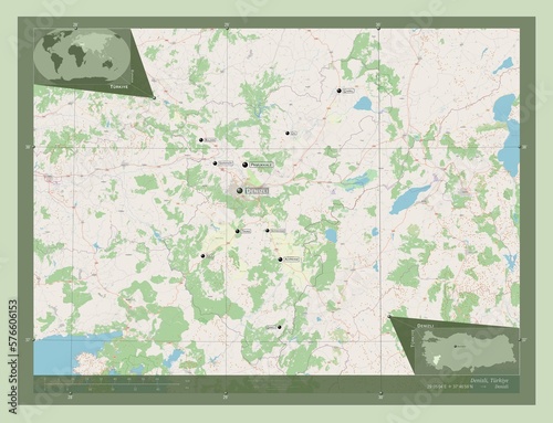 Denizli, Turkiye. OSM. Labelled points of cities photo
