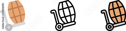 Cart, beer, barrel vector icon in different styles. Line, color, filled outline