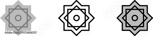 Rub El Hizb Ramadan vector icon in different styles. Line, color, filled outline