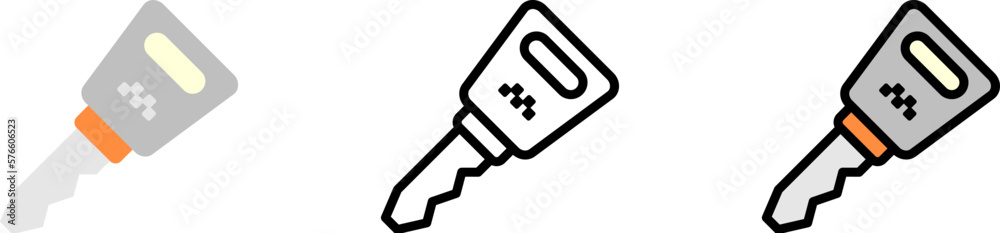 Car key vector icon in different styles. Line, color, filled outline Car key vector icon in different styles. Line, color, filled outline