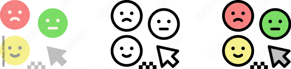 Fototapeta premium Feedback, emoji vector icon in different styles. Line, color, filled outline