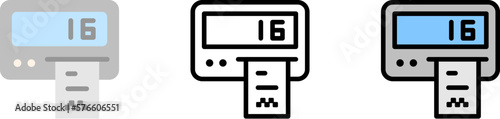 Taximeter vector icon in different styles. Line, color, filled outline