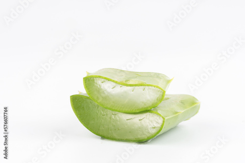 Wallpaper Mural Fresh aloe vera leaves and slices isolate against white background for health and beauty products. Torontodigital.ca