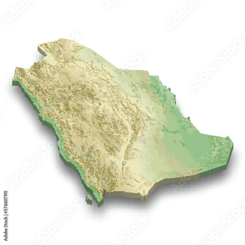 3d isometric relief map of Saudi Arabia