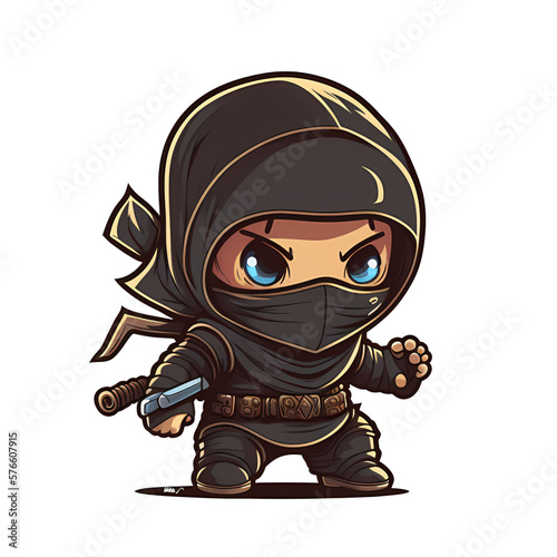 Cute cartoon ninja illustration logo
