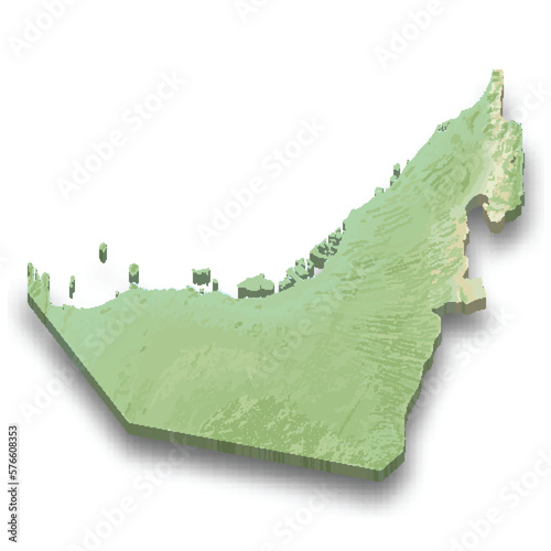 3d isometric relief map of United Arab Emirates