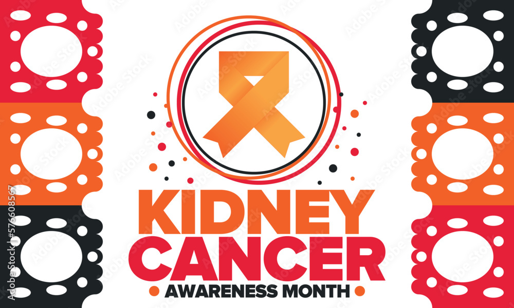 Kidney Cancer Awareness Month. Celebrate annual in March. Control and protection. Prevention campaign. Medical healthcare concept. Poster with ribbon. Banner and background. Vector illustration