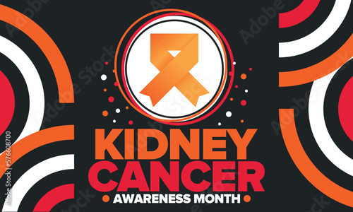 Kidney Cancer Awareness Month. Celebrate annual in March. Control and protection. Prevention campaign. Medical healthcare concept. Poster with ribbon. Banner and background. Vector illustration