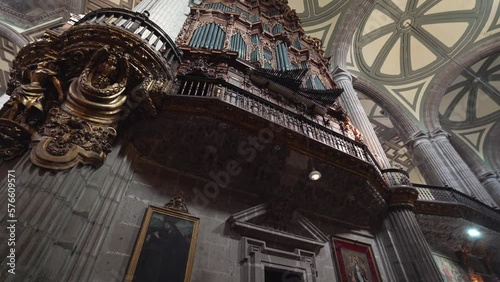 Beautiful interior of a Metropolitan Cathedral in downtown Mexico City. Steadicam footage.