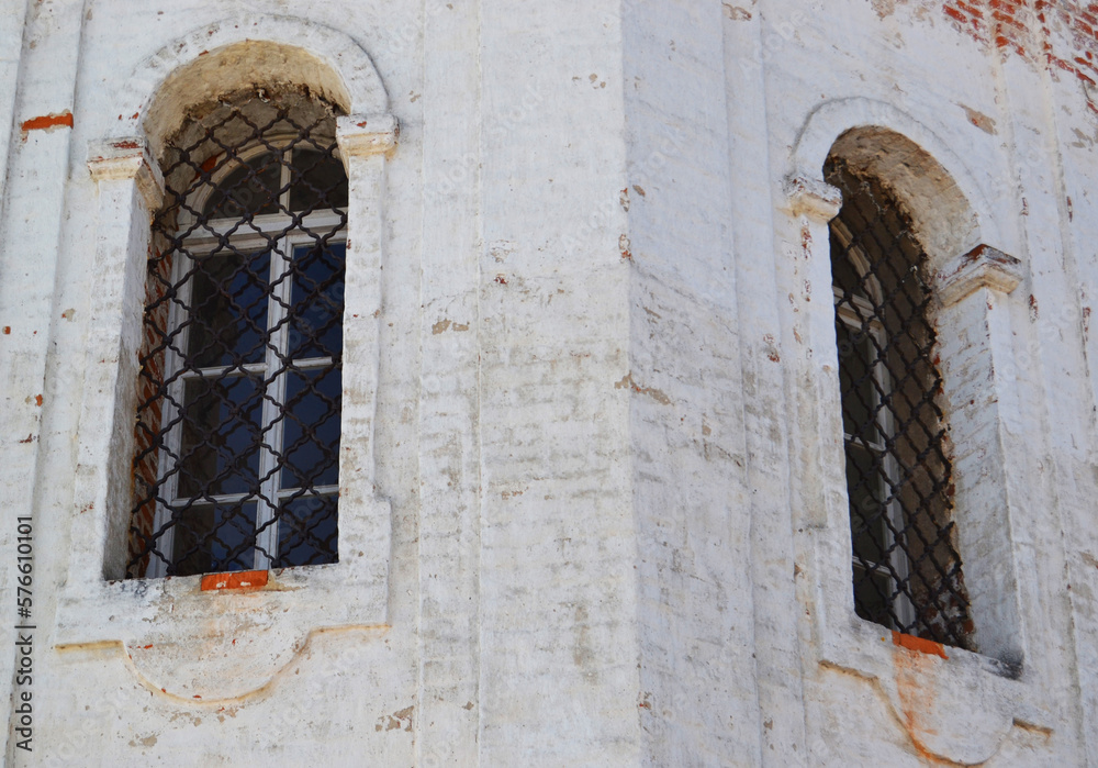 Two very ancient brick windows in the old temple Two very ancient brick windows in the old temple