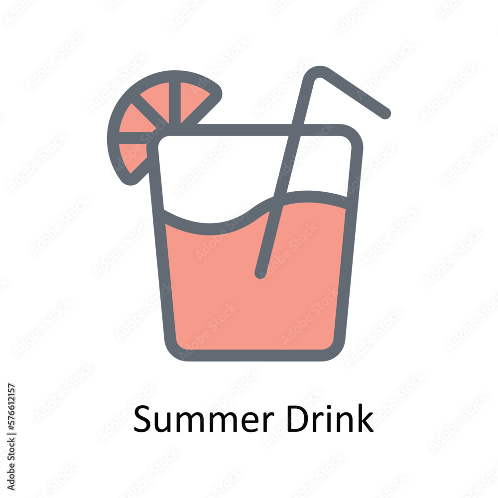 Summer Drink Vector Fill Outline Icons. Simple stock illustration stock Summer Drink Vector Fill Outline Icons. Simple stock illustration stock