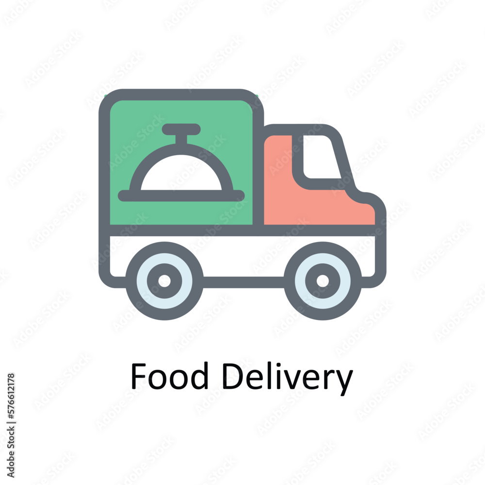 Food Delivery Vector Fill Outline Icons. Simple stock illustration stock Food Delivery Vector Fill Outline Icons. Simple stock illustration stock