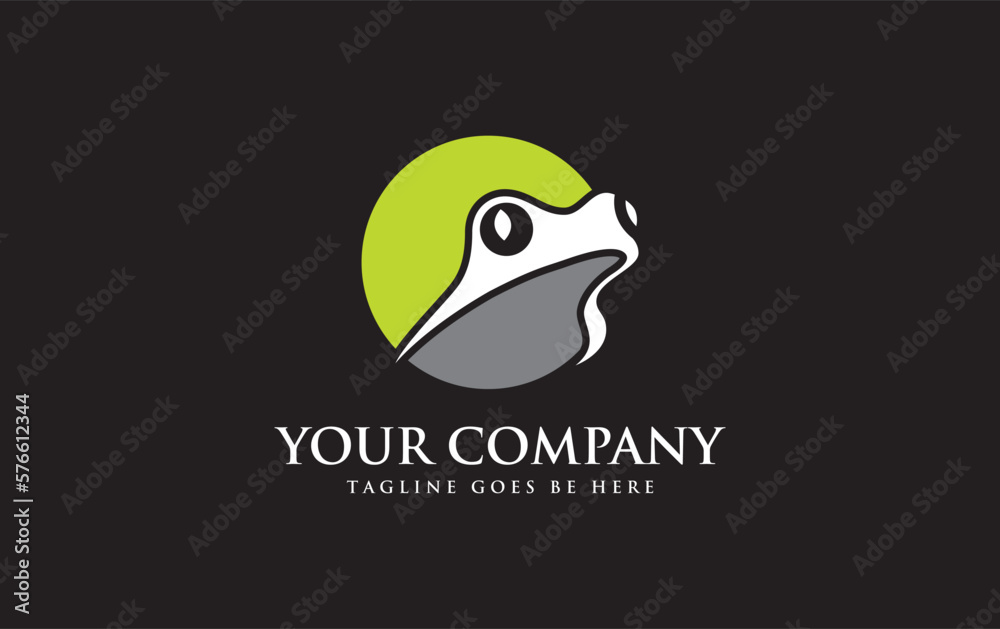 Frog art logo design in white and black background