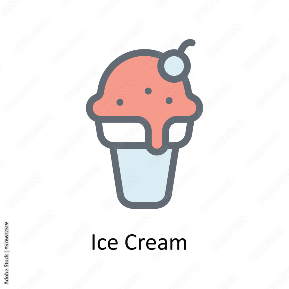 Ice Cream Vector Fill Outline Icons. Simple stock illustration stock