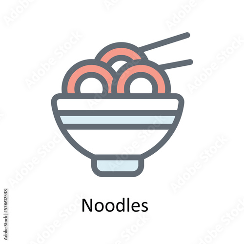 Noodles  Vector Fill Outline Icons. Simple stock illustration stock