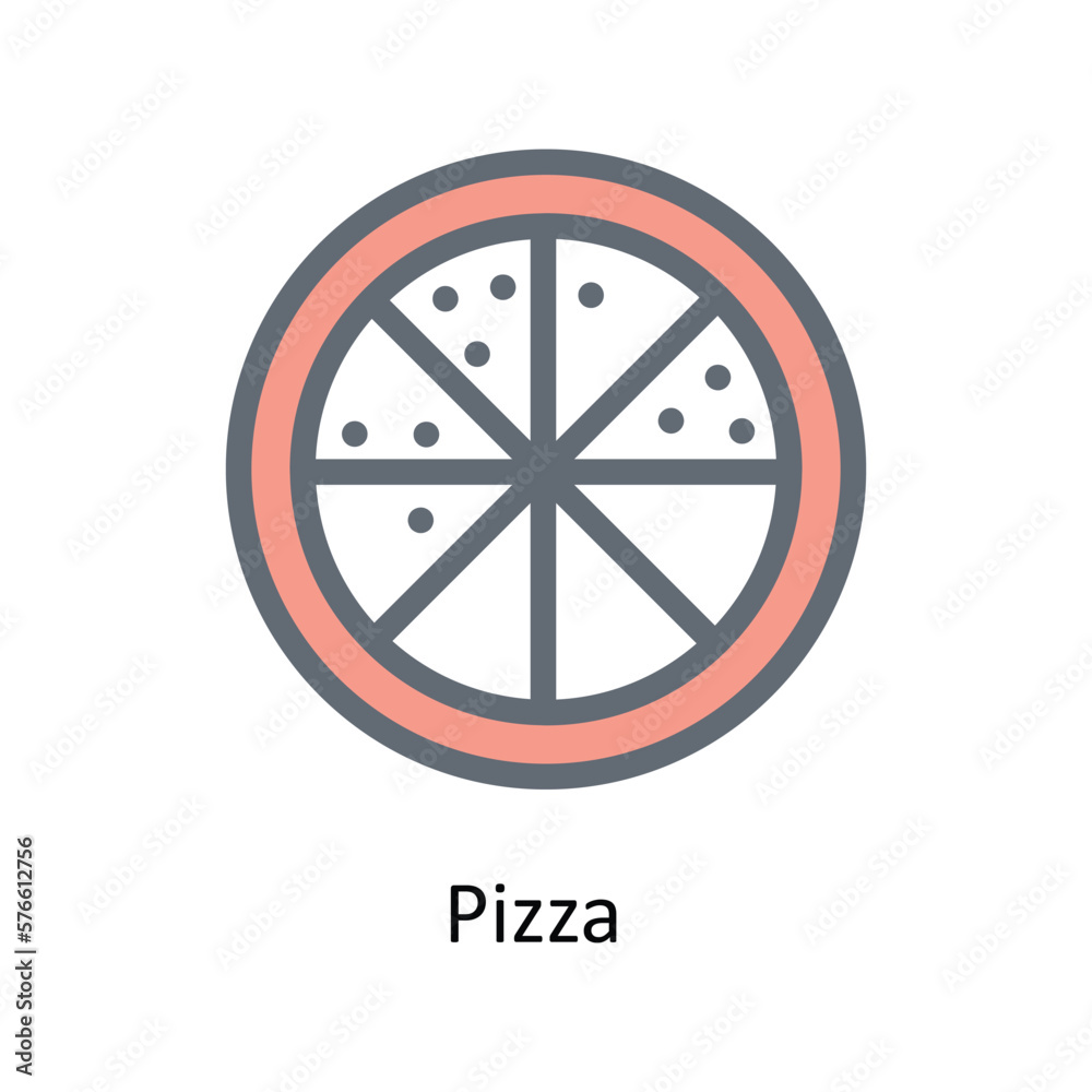 Pizza  Vector Fill Outline Icons. Simple stock illustration stock
