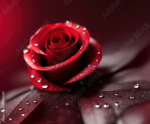 Red Rose with dewdrops clos...