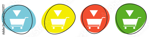 Banner mit 4 bunten Buttons: In den Einkaufswagen © kebox