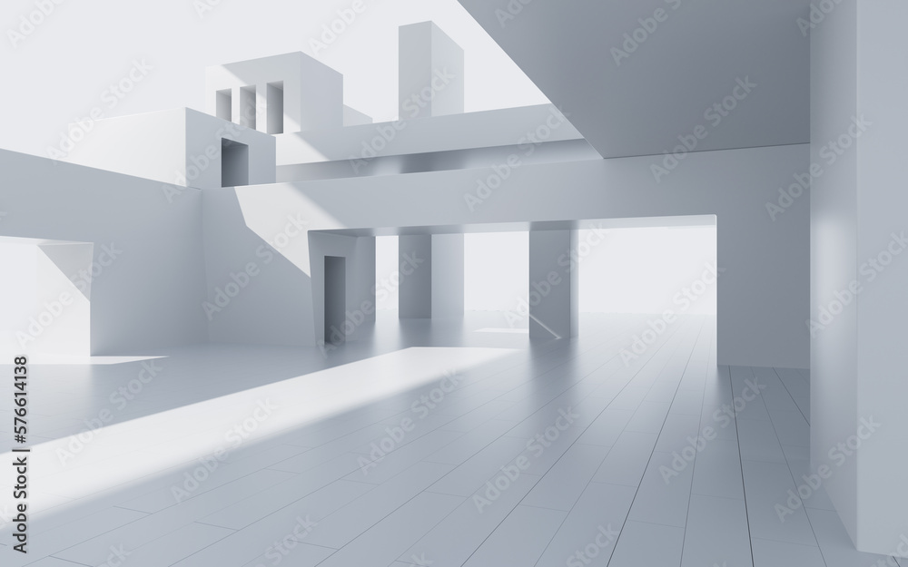 White abstract outdoor architecture, 3d rendering.