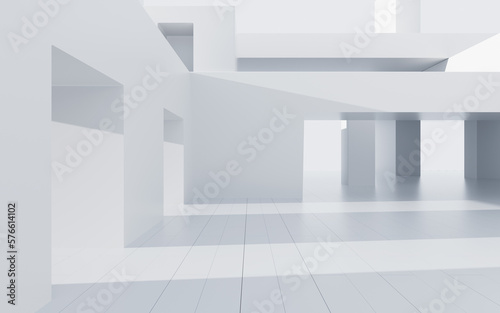 White abstract outdoor architecture, 3d rendering.