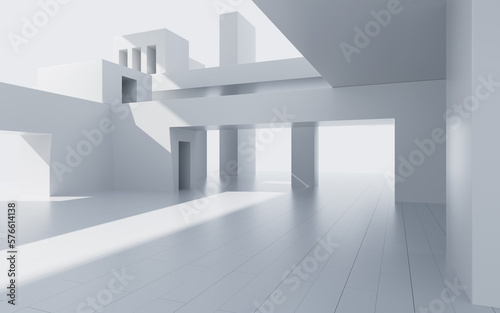 White abstract outdoor architecture, 3d rendering.