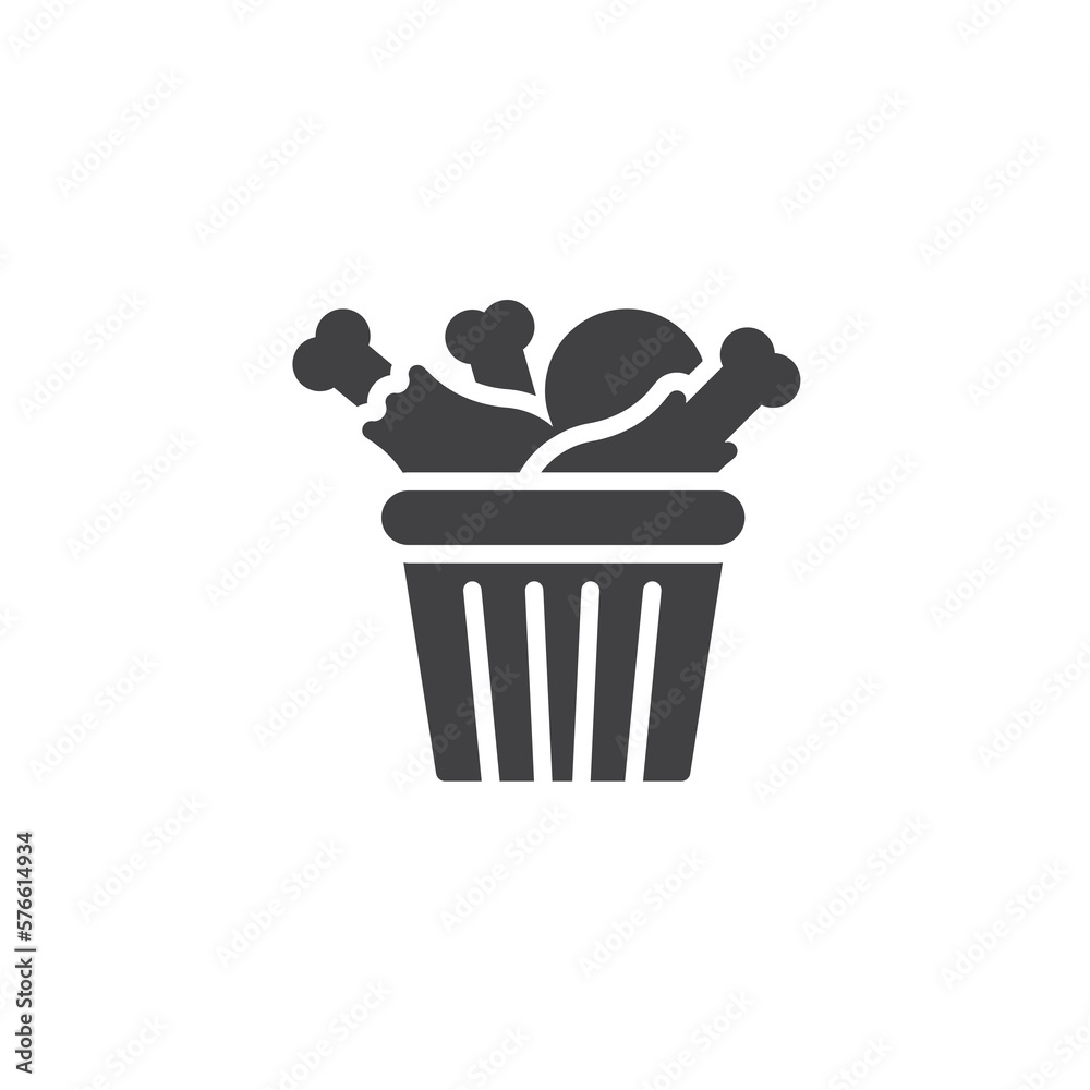 Fried chicken drumstick vector icon