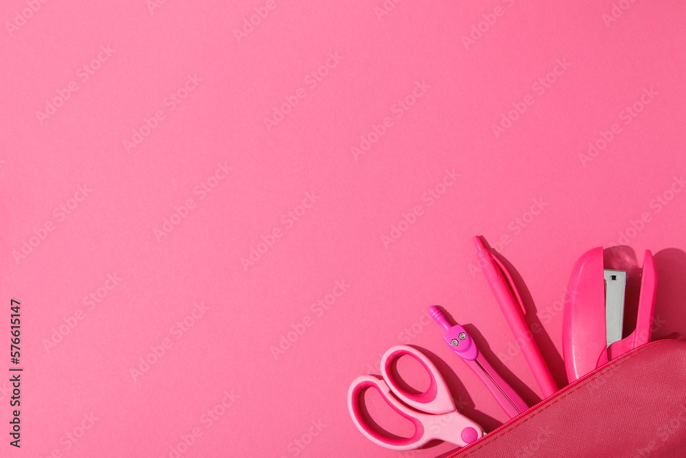 Concept of different stationery accessories, stationery accessories for office work Concept of different stationery accessories, stationery accessories for office work