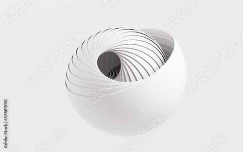 Fototapeta Naklejka Na Ścianę i Meble -  White abstract sphere and curves, 3d rendering.