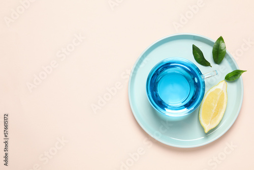 Obraz na plátně Concept of tasty hot drink, Anchan tea, space for text
