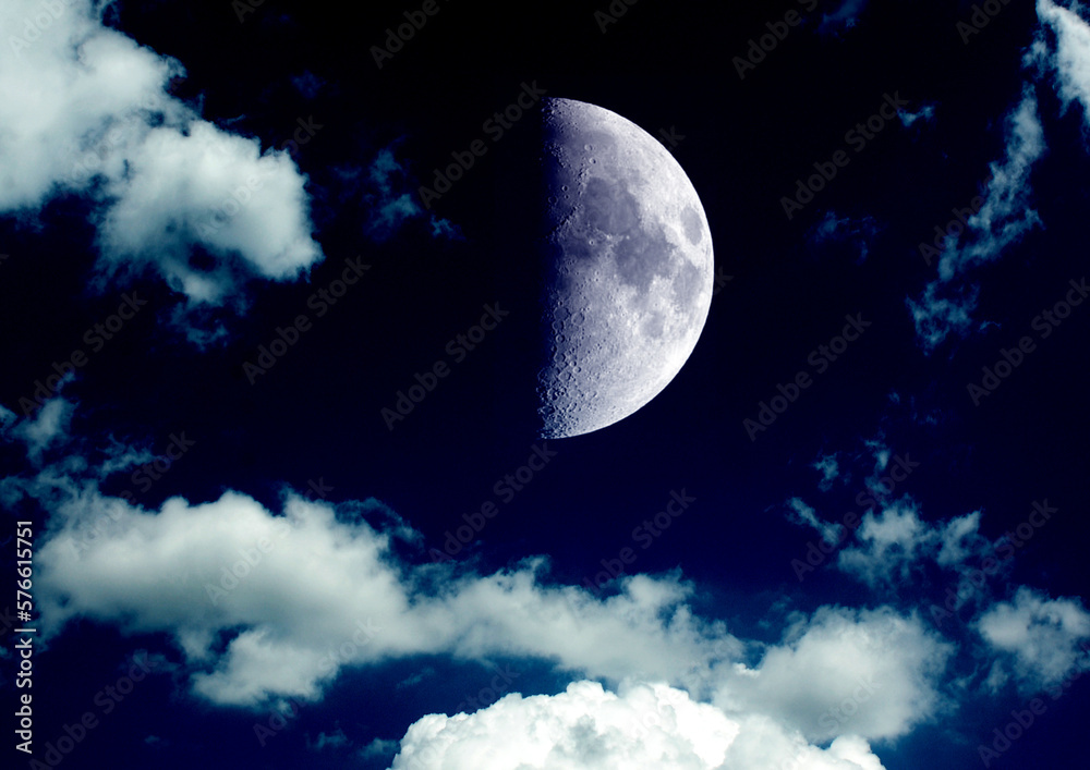 The moon in the night sky