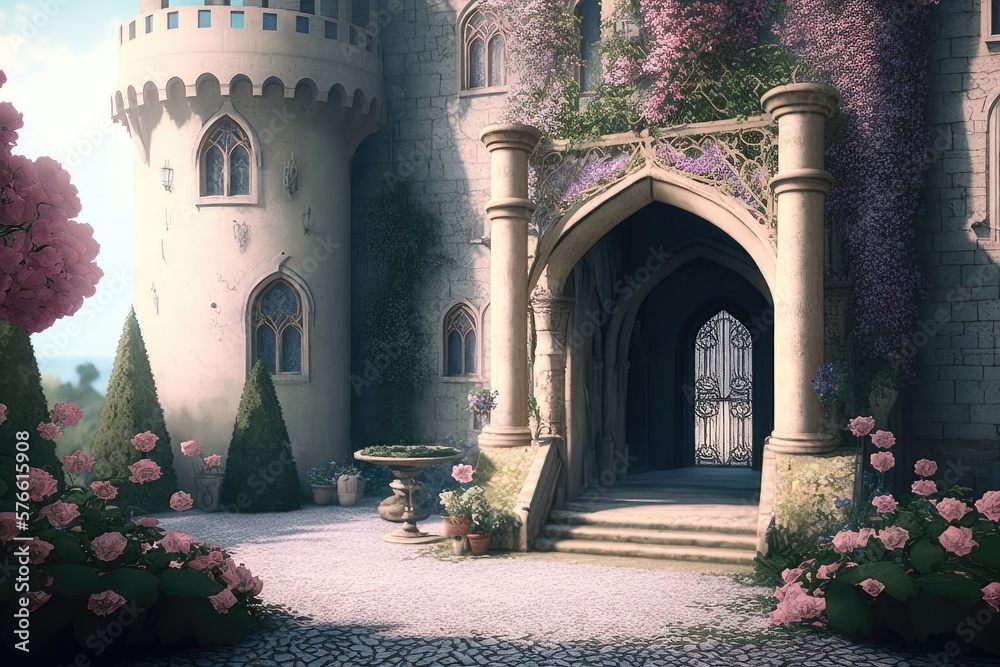 Castle Illustration, Dreamlike in Pastel Colors 4. Generative AI
