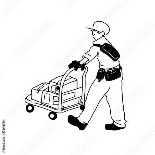 荷物を運ぶ配達員
