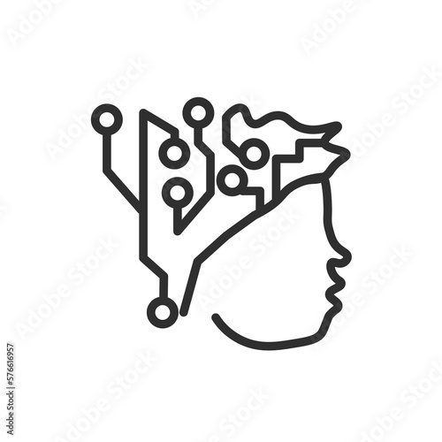 intelligence icon. Thin line intelligence icon from artificial intellegence collection. Outline vector isolated on white background. Editable intelligence symbol can be used web and mobile