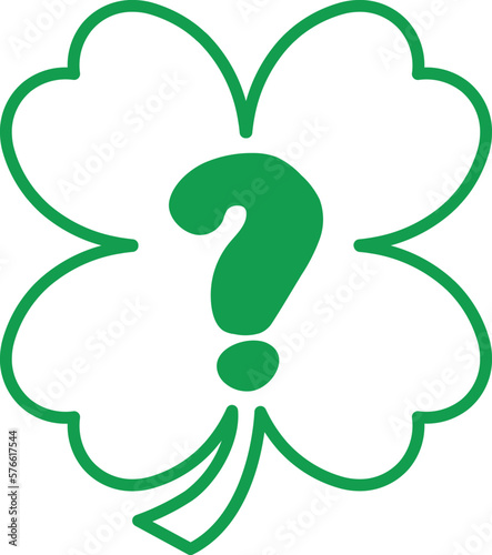St Patrick Hold Clover Leaf Symbol Question Mark