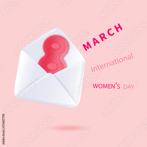 envelope with a message. Международный женский день.