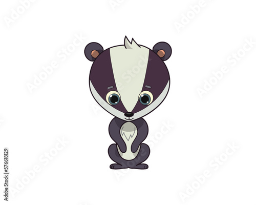 Badger vector isolated color icon. Badger animal vector icon. Badger icon