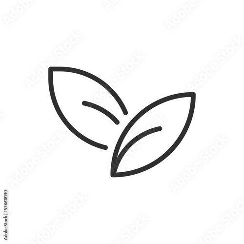 leaves icon. Thin line leaves, bottle icon from cleaning collection. Outline vector isolated on white background. Editable leaves symbol can be used web and mobile