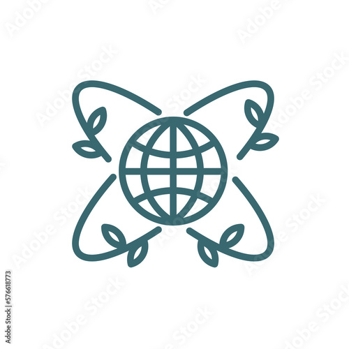 global awareness icon. Thin line global awareness, global icon from ecology collection. Outline vector isolated on white background. Editable global awareness symbol can be used web and mobile
