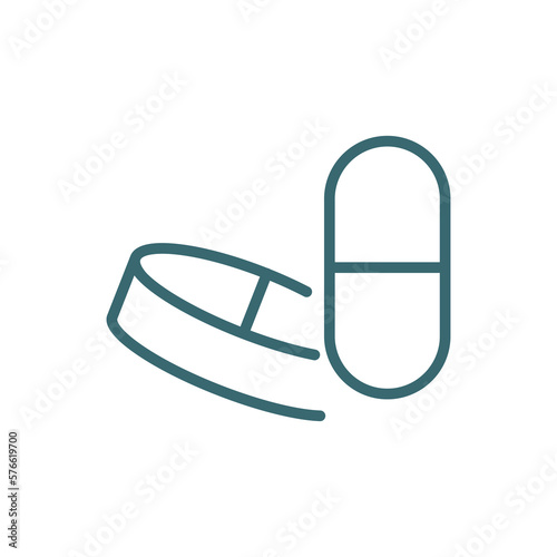 pill and tablet icon. Thin line pill and tablet icon from Fitness and Gym collection. Outline vector isolated on white background. Editable pill and tablet symbol can be used web and mobile