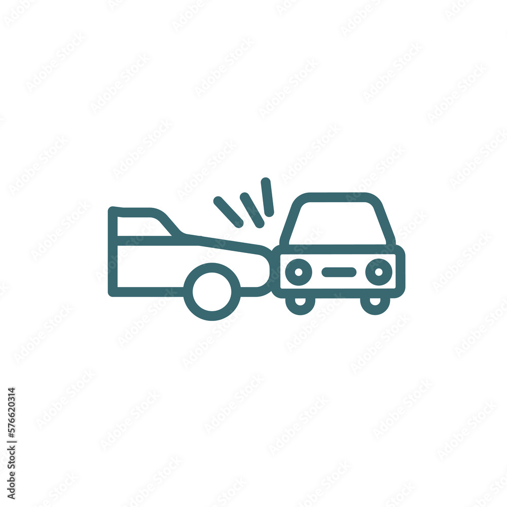 side crash icon. Thin line side crash icon from Insurance and Coverage collection. Outline vector isolated on white background. Editable side crash symbol can be used web and mobile