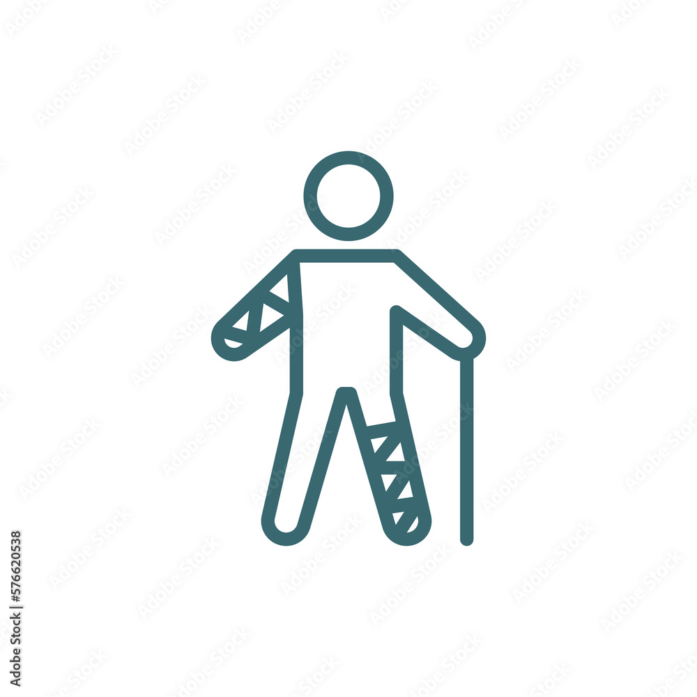 wounded icon. Thin line wounded icon from Insurance and Coverage collection. Outline vector isolated on white background. Editable wounded symbol can be used web and mobile wounded icon. Thin line wounded icon from Insurance and Coverage collection. Outline vector isolated on white background. Editable wounded symbol can be used web and mobile