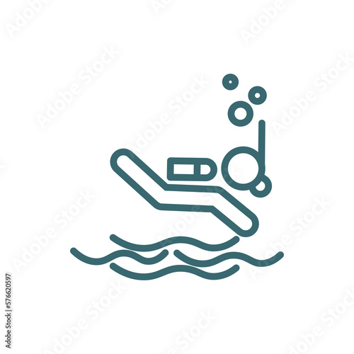 scuba diving sign icon. Thin line scuba diving sign icon from sport and game collection. Outline vector isolated on white background. Editable scuba diving sign symbol can be used web and mobile