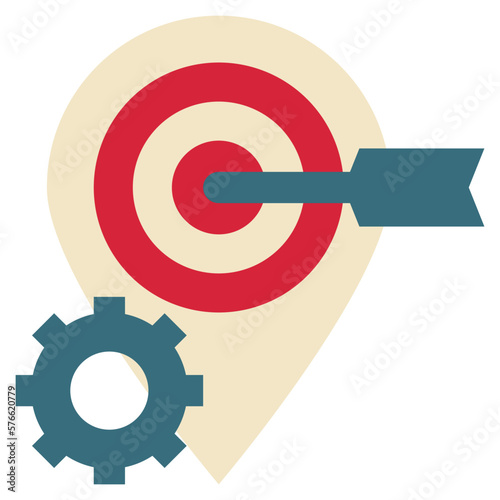 gps arrow cog business target pin icon flat style