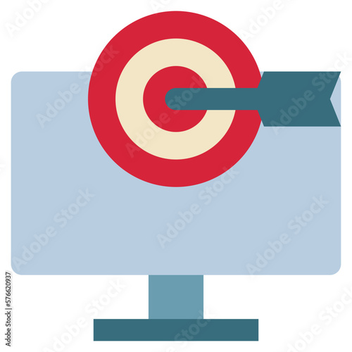 online computer dartboard business target icon flat style