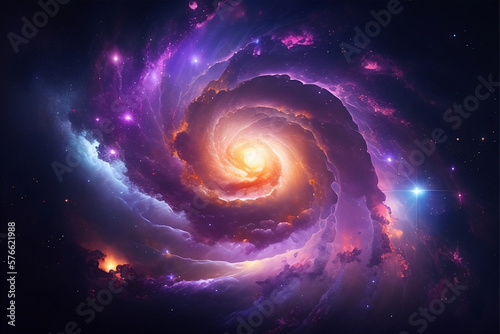 Spiral galaxy in a space digital art with generative ai technology 