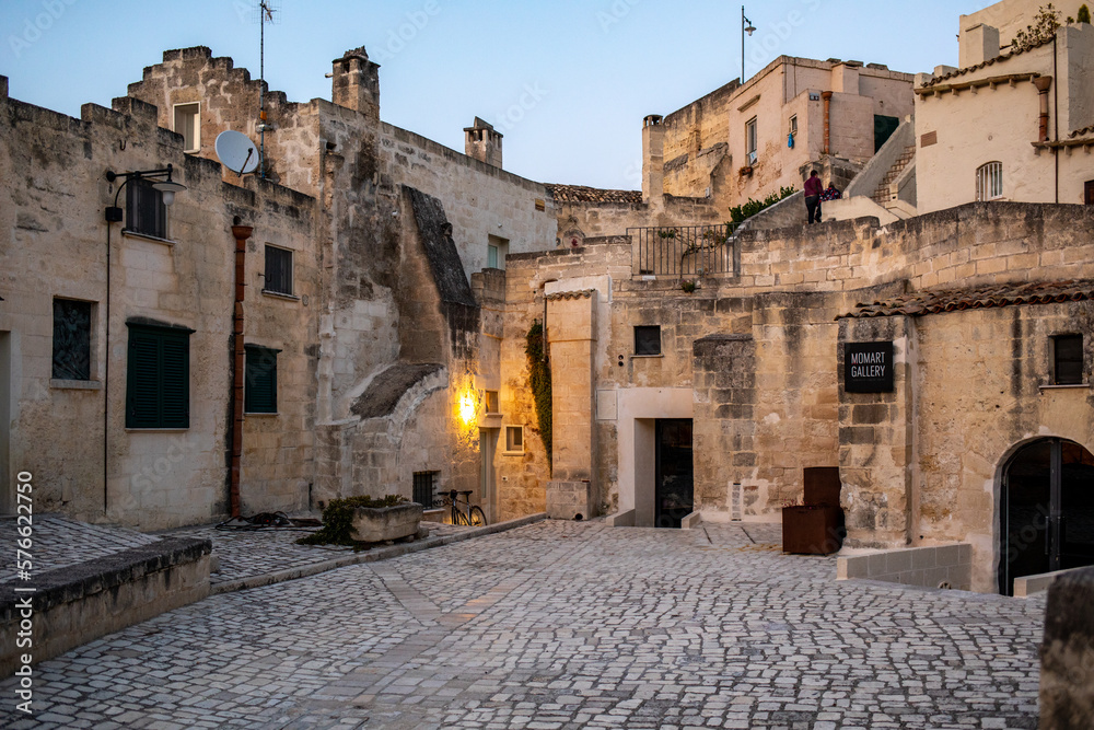  Houses in the Sassi di Matera a historic district in the city of Matera, well-known for their ancient cave dwellings. Basilicata. Italy